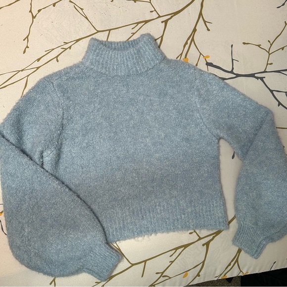 Arizona Jean Co Blue Mohair Wool Cropped Pullover Sweater - Picture 4 of 8